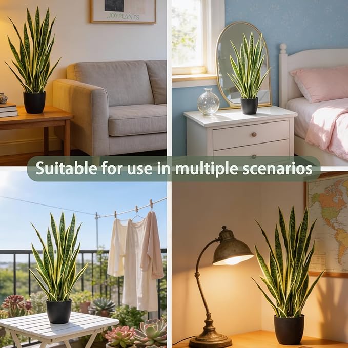 Fake Snake Plant, 35" Fake Potted Plants with Black Pot Realistic Artificial for Home Decor, Low Maintenance No Watering Needed Faux Plants for Desk Corner Office & Pet Areas(Yellow-35in)