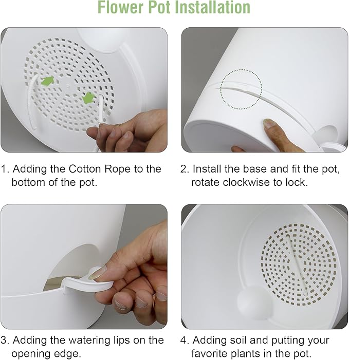 Meowell 12 inch Large Self Watering Pots for Indoor Outdoor Plants, Flower Plant Pots with Mesh Drainage Holes for Garden House, Plastic Planters with Reservoir for Home, White