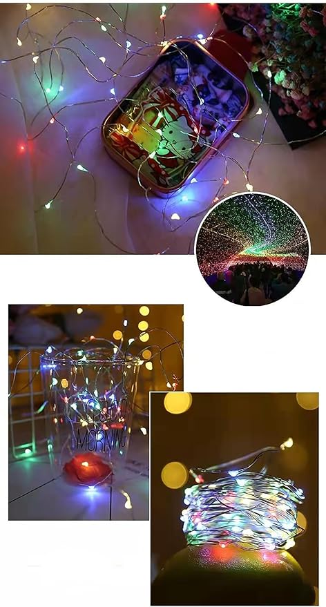 Sokelinn-six 2m 20 LEDs Fairy String Lights, USB Powered String Light for Desk Office Christmas Tree Party Decoration (Multi-Colored, 2)