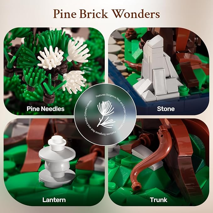 Wise Block Bonsai Tree Building Set Toy for Adults, 2-in-1 Two Seasons Botanicals Building Blocks Sets 950 Pcs DIY Serene Pine Decor Room Decoration Birthday Toys for Kids and Adults
