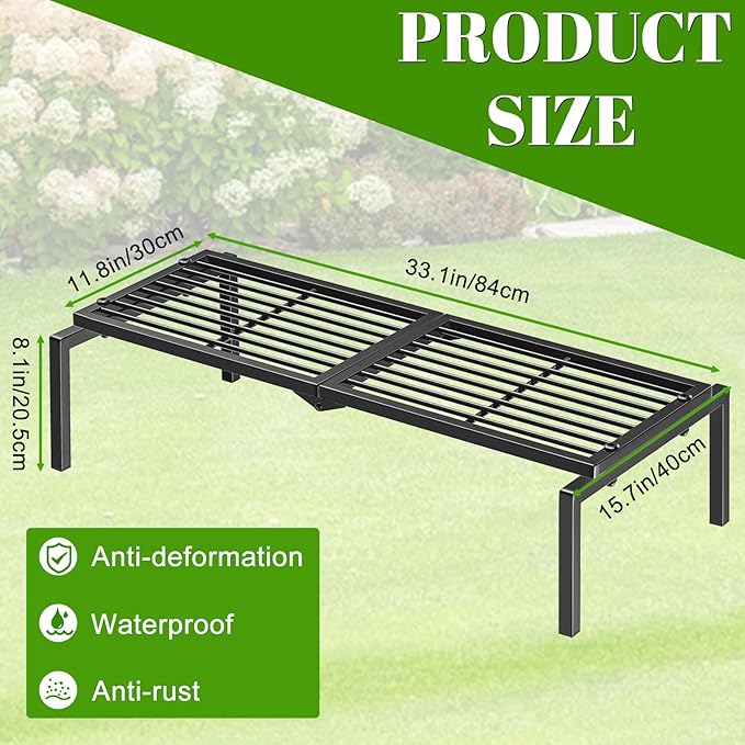 Gouisalin 1 Tier Metal Plant Stand Indoor Outdoor, Potted Multiple Flower Pot Holder Rack Plant Shelf, Heavy Duty Planter Display Shelving for Patio Balcony Garden Living Room Decorative (Black)