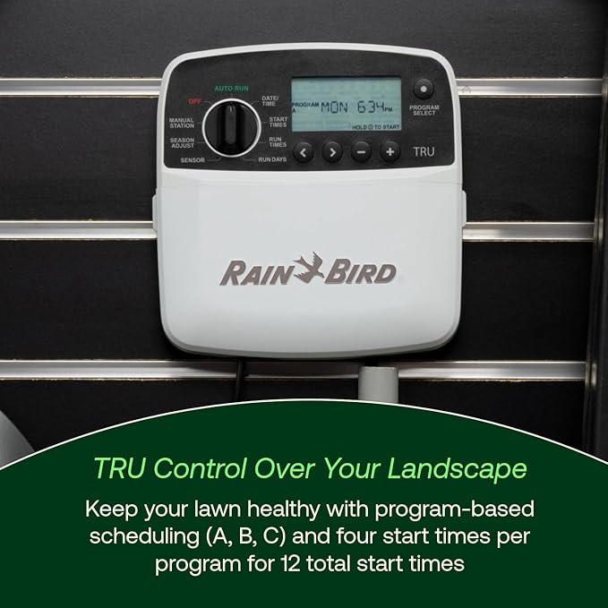 Rain Bird TRU8IW Timer and Smart WiFi Module Bundle, Program-Based Indoor Irrigation Sprinkler Controller/Timer, 8-Zone/Station