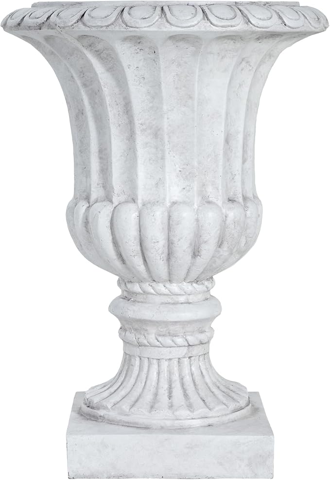 Merax 26.25'' Tall Antique Urn Planter, Classic Garden Urn for Indoor & Outdoor Use, Large Patio & Living Room Decor Planter, White