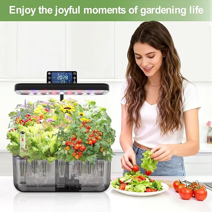 Hydroponics Growing System Kit with Seeds: 12 Pods Indoor Herb Garden Kit with LED Grow Light Plant Germination Kit Aeroponic Healthy Fresh Herbs Vegetables Hydroponic Planter for Home Kitchen Office