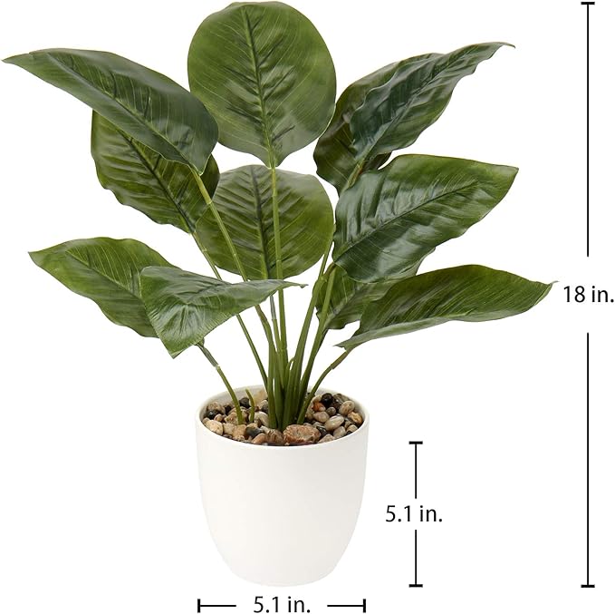 Briful Fake Fern Plants 18'' Fake Potted Plant Artificial Floor Plants with White Pot for Home Office Indoor Decoration Faux Fern Tropical Plants