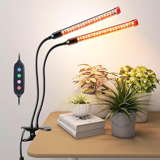JINHONGTO Clip Grow Lights for Seed Starting Seedlings with Timer, Enough Bright 18 Watt Power Home Plug, Not 5W Adapter, Small Bonsai Grow Light, Full Spectrum Plant Light for Indoor Growing