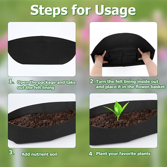 Augshy 30 Inch Planter Liners for Window Box, 4Pcs Window Basket Liners Fabric Planter Liners Hanging Flower Box Liner Felt Trough Planter Insert Non-Woven Plant Liner Replacement for Garden Planters