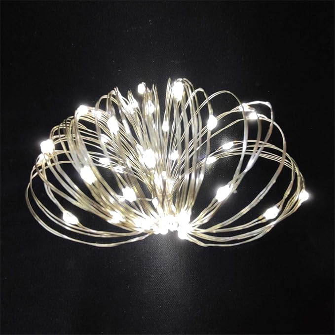 2 Pack Battery Operated Mini Led Lights,Indoor Fairy Lights with Timer 6 Hours on/18 Hours Off for Wedding Centerpiece Party Decorations,30 Count LEDs,10 Feet Silver Wire (Cold White)