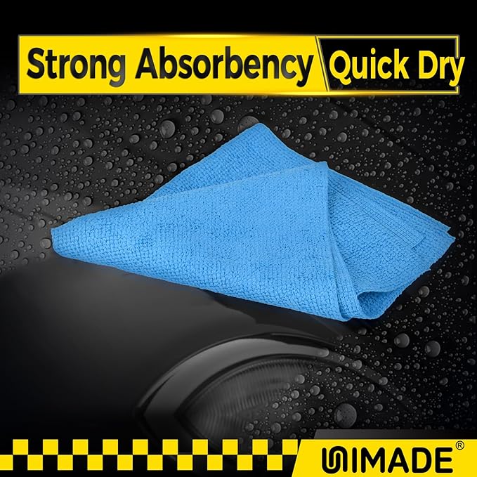 Shop Towel Rag, 200 Pack Reusable Rags Bulk Microfiber Cleaning Cloth Lint Free Towels for Car Kitchen Automotive Bar Mechanic Restaurant Garage, 11.5"x 11.5", Blue