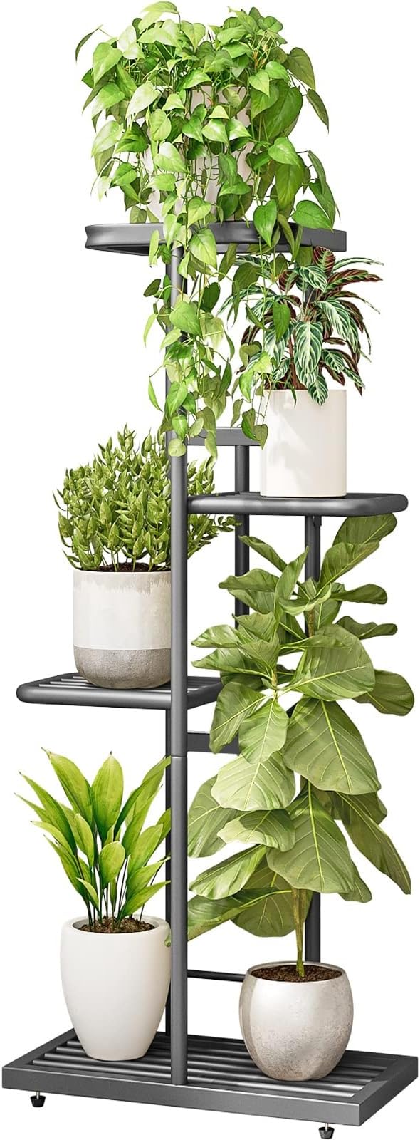 LINZINAR Plant Stand Indoor Outdoor Corner 4 Tier Metal Plant Shelf Patio Plant Rack for Garden Corner Balcony Living Room