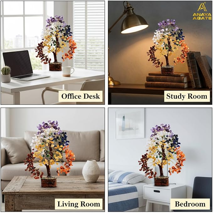 ANAYA AGATE 7 Chakra Crystal Tree of Life – Handmade Healing Crystals and Crystals and Healing Stones Money Tree for Home & Office Decor – Feng Shui Spiritual for Women