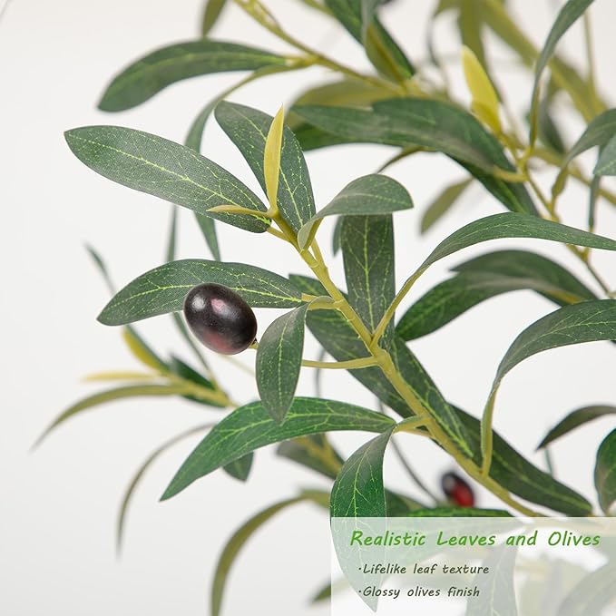 Nafresh Majestic Faux Olive Tree 10ft – Artificial Olive Tree Indoor & Outdoor with Lifelike Leaves & Textured Branches for Living Room, Office, Entryway,Patio