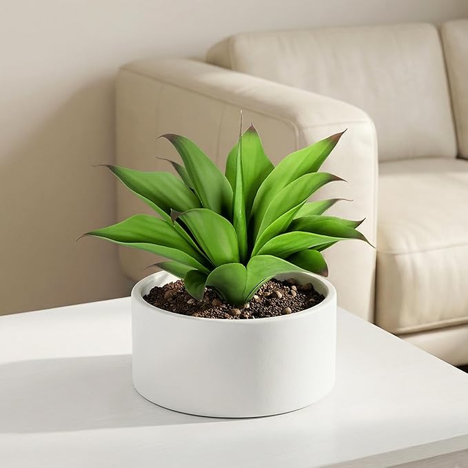 Fake Plants Artificial Agave Plants,Large UV Resistant Fake Agave Planters for Indoor and Outdoor Decorating Tropical Plant Succulents Greenery Indoor Decor13.8 (2Pack, Dark Green)