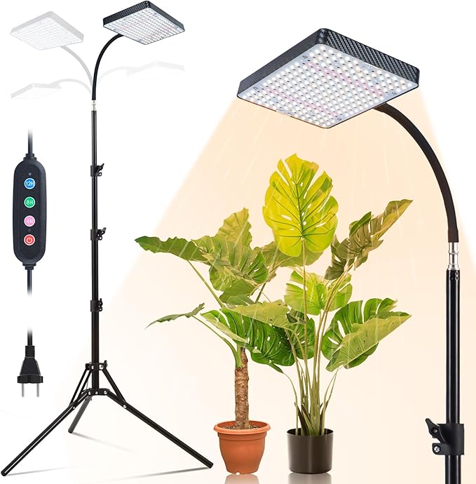 Orchbloom Grow Light with Stand and Timer, 25 Watt Power Home Plug Standing Tall Plant Light, Full Spectrum Grow Lights for Indoor Houseplants, Bonsai Tree, Seed Starting, 24"-64" Height Adjustable