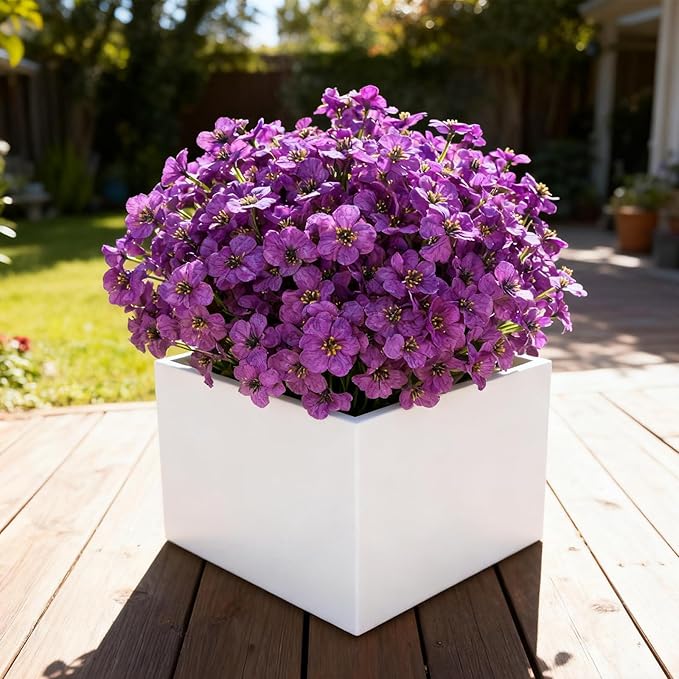 Stymedeca Artificial Flowers for Outdoor Faux Plants for Spring Summer Decoration, UV Resistant Realistic Silk Plastic Fake Flowers Garden Porch Patio Balcony Yard Front Home Decor, 24 Bundles