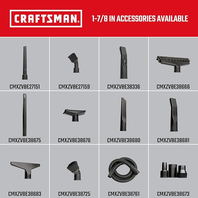 CRAFTSMAN CMXZVBE38683 1-7/8 in. Wet Nozzle Wet Dry Vac Attachment, Industrial-Grade Shop Vacuum Accessory for Cleaning Large Liquid Messes, Fits 1-7/8 in. Hose Diameter