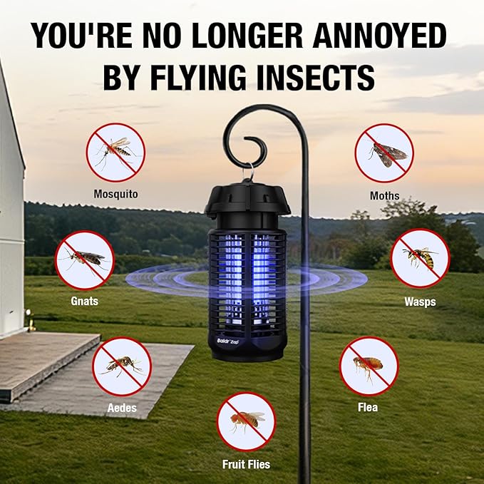BALDR Bug Zapper Outdoor Indoor, 20W Power & 4200V Instant Grid Mosquito Repellent, Coverage of 1/2 Acre Fly Trap for Patio, Backyard, Home