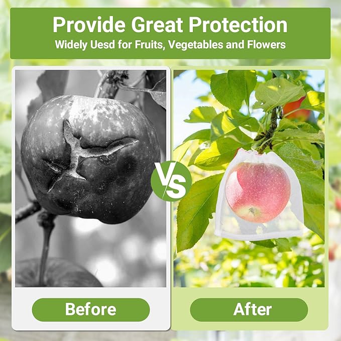 Mesh Fruit Bags, 50pcs 6x6 Inch Netting With Drawstring for Plant Vegetables, Garden Protection Against Bird Insects Mosquito Pest Bug