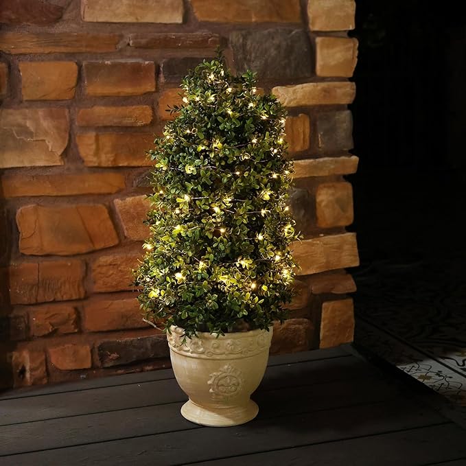 JOZHENJU 30inch Topiary Trees Artificial Outdoor Set of 2, Artificial Topiary Boxwood Tree UV Resistant Faux Plants, 2.5ft Artificial Plants & Trees for Indoor and Outdoor Porch Home Decor