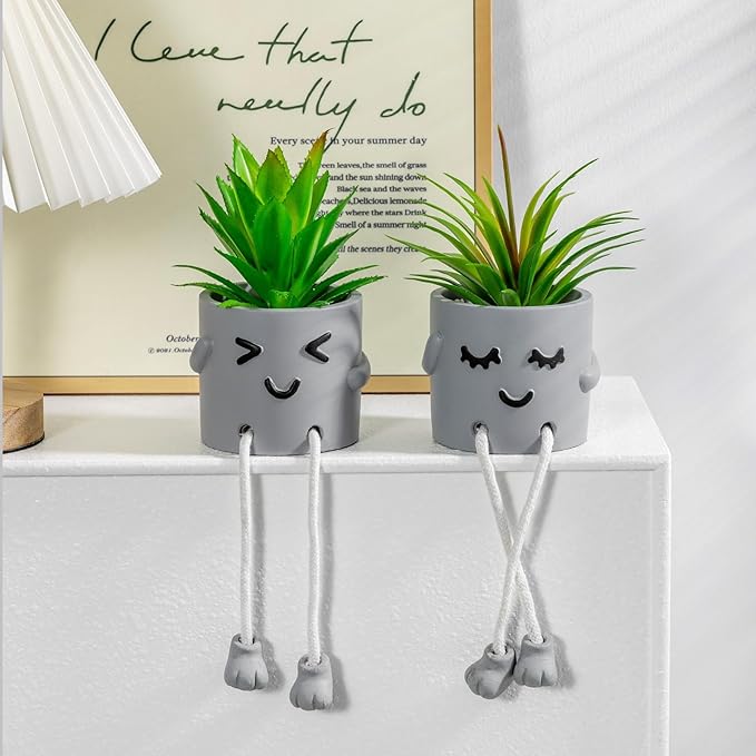 skycoo 3Pack Fake Plants in Cute Pots, Indoor Faux Plants Decorations Lifelike with Artificial Flowers for Office Bathroom Bedroom Living Room Kitchen Home Farmhouse Shelf Decor G2