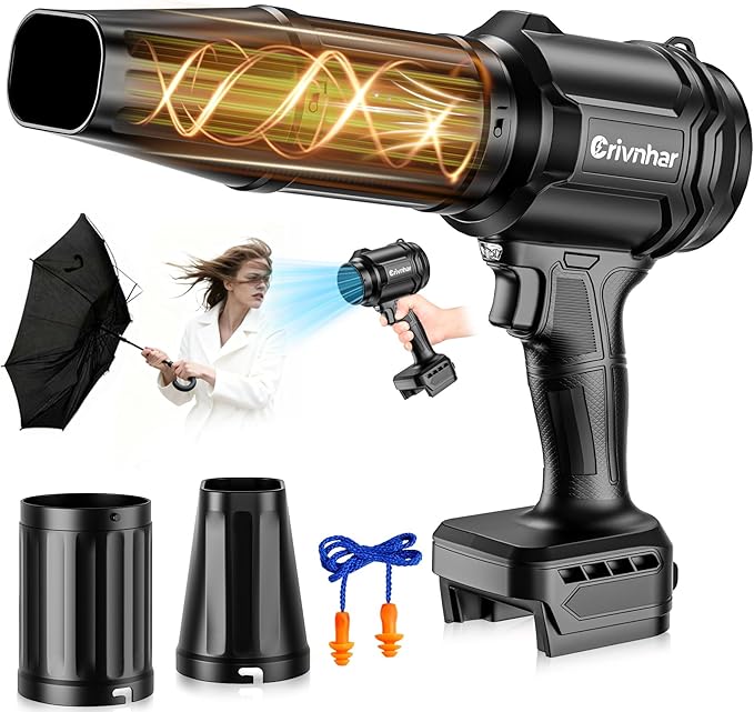 Cordless Leaf Blower for Milwaukee 18V Batteries, 125-MPH Handheld Dust Blowers with LED Light & 2 Nozzles, Battery Powered Variable Speed Turbo Blower for Leaves/Dust/Patio/Lawn/Snow(No Battery)