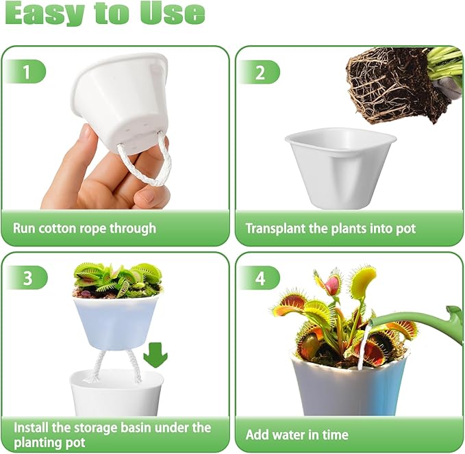 FYRIXONE 10 Pack 3 Inch Self Watering Pots for Indoor Plants - Plastic Planters with Water Level Indicator & Vent Holes - Self Watering Planters Pots for Succulents, Herbs