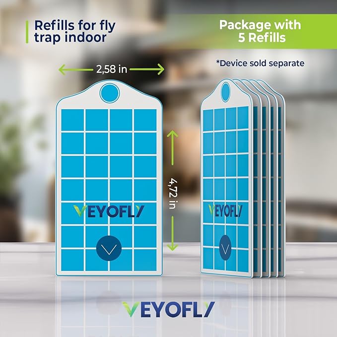 VEYOFLY Fruit Fly Traps for Indoors Refill, Gnat Traps for House, Fly Catcher Indoor, Fly Trap, Fly Trap, Plug in Catch for Fruit Flies, Moths, Gnats, Mosquito Trap (Pack of 5 Refills)
