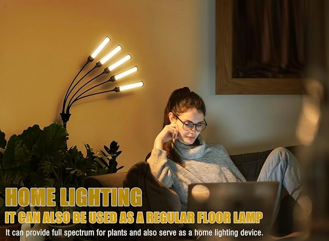 Abriselux LED Grow Light Coverage and Upgraded Larger Board, Full Spectrum Grow Lamps for Indoor Hydroponic Growing Light with High PPFD (5 Branches)