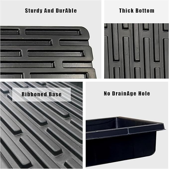 10 Pack 1020 Trays No Holes and 10 Pack 4.3" Deep 32 Cell Seed Starter Trays, 20" x 10" - Heavy Duty Plastic Nursery Flats for Seed Germination & Plant Propagation (10 Sets)