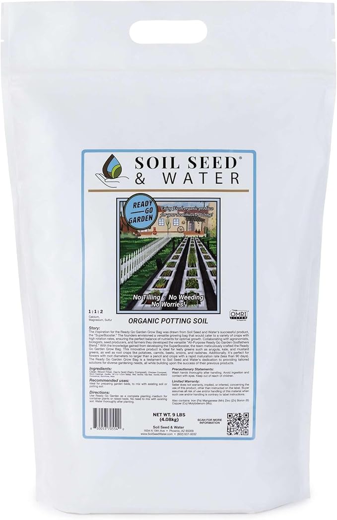 Soil Seed & Water Ready Go Garden Organic Potting Soil – All-Purpose Potting Mix for Indoor & Outdoor Gardening - OMRI Listed