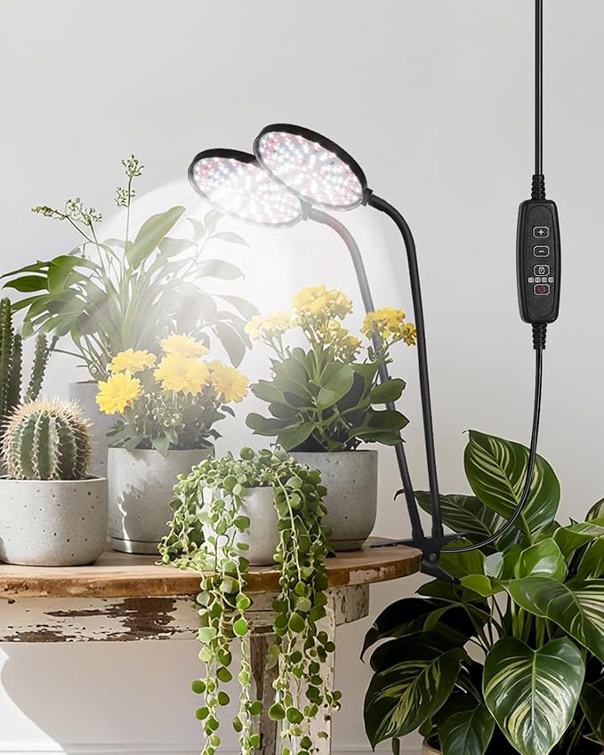 RODINTO Grow Lights for Indoor Plants Full Spectrum, Clip On Plant Light with Timer 4/8/12/18H, Adjustable Gooseneck, 5 Dimming Levels, LED Grow Lamp for Houseplants