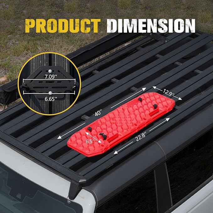 BUNKER INDUST Gen 7th Traction Boards with Mounting Kit, Pair Offroad Recovery Tracks with Jack Base for 4X4 Jeep Truck Tire Traction-Sand,Mud, Snow Ramps (Red)
