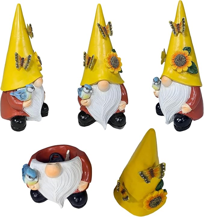 Key Hiders Outside Gnome Figurine Hide A Key Outdoor Garden Gnomes Statues Decorations For Yard Hidden Spare Key Holder Lock Box Rock Yellow