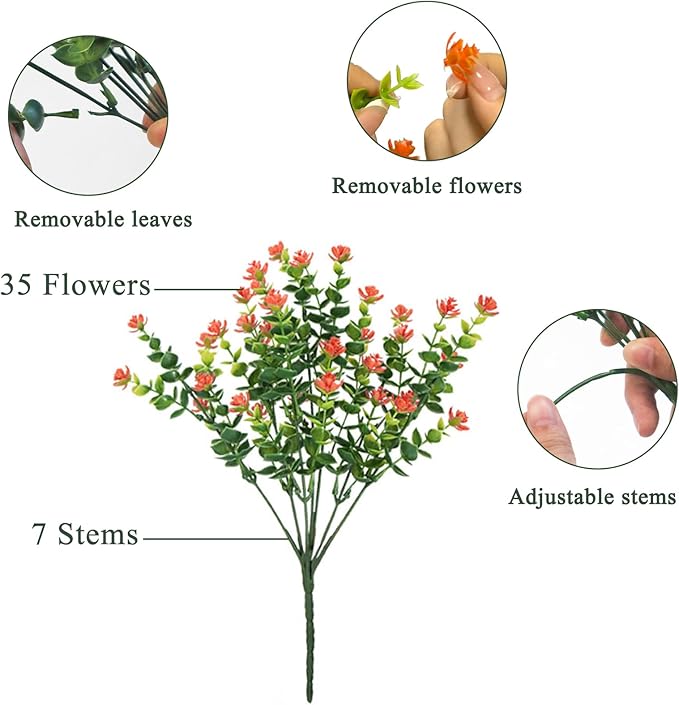 BCBLF Artificial Flowers Outdoors, 12 Bundles Fake Flowers UV-Anti for Decoration Faux Plastic Plants Garden Porch Window Box Décor,YellowBlueWhiteOrange