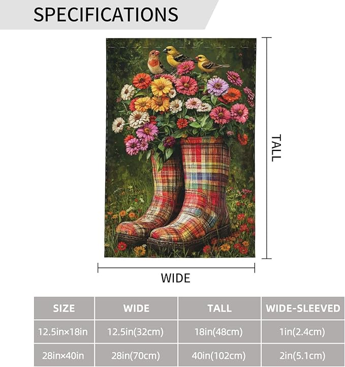 Boots And Plants Garden Flag 12x18 Inch Double Sided All-Weather Polyester Outdoor Flag For Patio Lawn Yard And Garden Welcome Decor