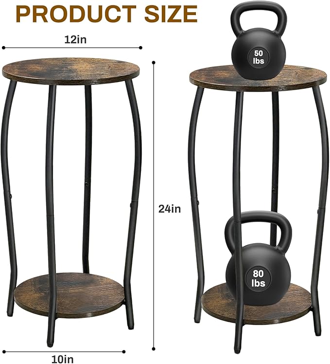 Uniqcovosa Plant Stand Indoor, 2 Tier Tall Wood Plant Stand, 4-Leg Floor Corner Plant Stands, Heavy Duty Plant Shelf Plant Rack Flower Stands For Home Decor, Brown