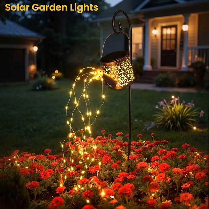 X-PREK Solar Garden Lights Outdoor Decoration, Metal Solar Watering Can Lights Outdoor Waterproof, Small Patio Light Yard Lawn Pathway Decor, Gardening Gifts for Women Mom Grandma