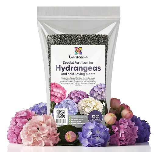 𝐁𝐄𝐒𝐓𝐒𝐄𝐋𝐋𝐄𝐑 Slow Release Hydrangea Fertilizer with Iron & Sulfur – Indoor & Outdoor Soil Acidifier for Miracle Growth [12 OZ]