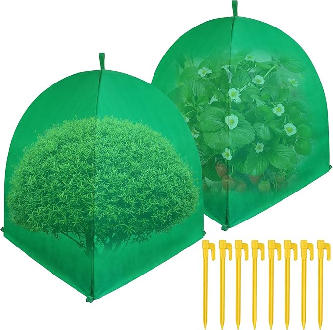 2 PACK Winter Plant Covers Freeze Protection Shrub Covers for Winter Frost Protection for Plants in Winter Warm Plant Tent Protecting Fruit Potted Plants Tree From Freezing Animals Eating (28x28x33)
