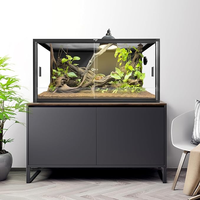 Wacool Terra 50 Gallon Reptile Tank, Large Terrarium for Bearded Dragons, Snakes, Leopard Geckos, Sliding Door & Top Ventilation, 36" x 18" x 18" Easy-to-Maintain Reptile Enclosure