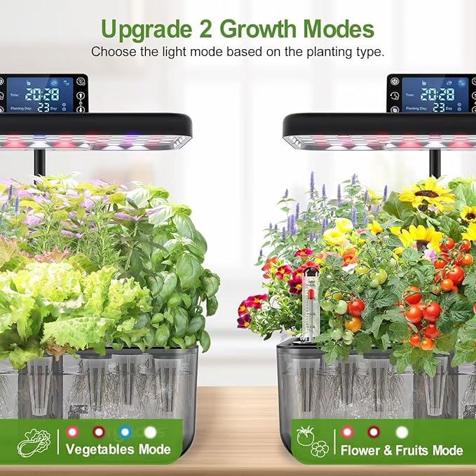 Hydroponics Growing System Kit with Seeds: 12 Pods Indoor Herb Garden Kit with LED Grow Light Plant Germination Kit Aeroponic Healthy Fresh Herbs Vegetables Hydroponic Planter for Home Kitchen Office
