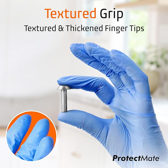 Blue Nitrile Gloves for Food Prep - 5 Mil Food Prep Gloves - Textured Food Handling Gloves Disposable Latex Free
