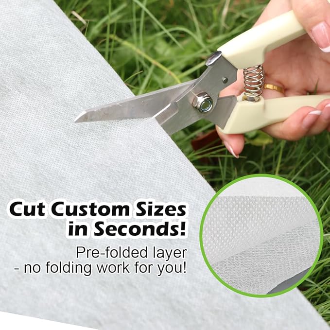 BTPLASTIK 10x50Ft Plant Covers Freeze Protection Frost Blankets - Winter Frost Cloths for Garden Raised Beds, Folded Floating Row Covers for Outdoor Plants, Fruit Trees & Shrubs