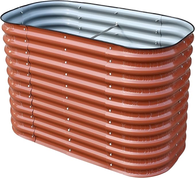 Raised Metal Garden Beds, Galvanized Steel, 47x24 inches, 2 Heights Available, Garden Green or Terra Cotta (Copper Brown, 47.2" × 23.6" × 31.5")