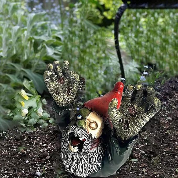 ZWFDC Resin Gnomes, Gnomes Garden Decor, Scary Gnome for Patio Halloween Decoration, Garden Sculptures, Statues Outdoor Decorations - 4.13inch