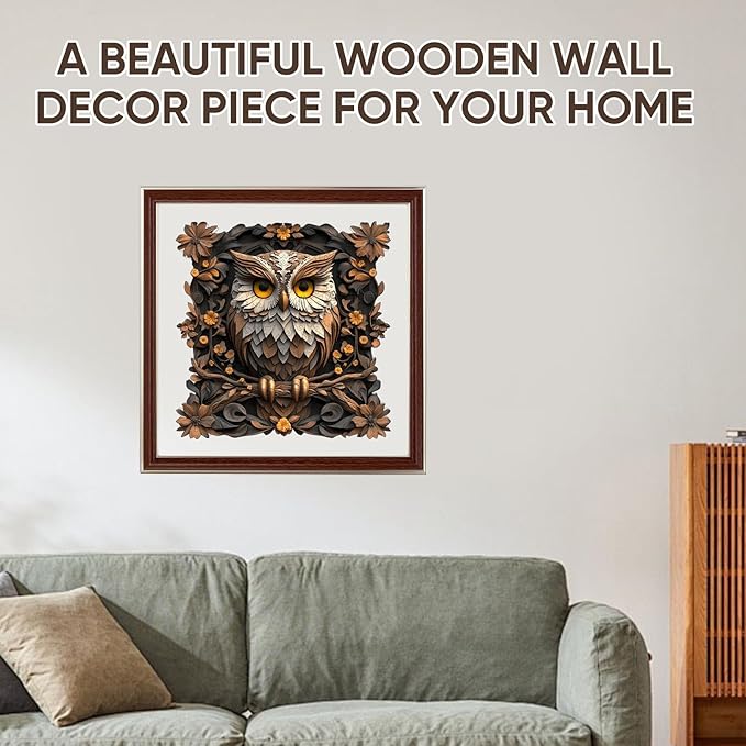 Qiuenisray Wooden Puzzles for Adults, Metal Owl Jigsaw Puzzles 200 Pieces, FSC Certified Unique Animal Adult Wood Puzzles Pieces, Creative Gift for Family Game 11.2x11.1 in