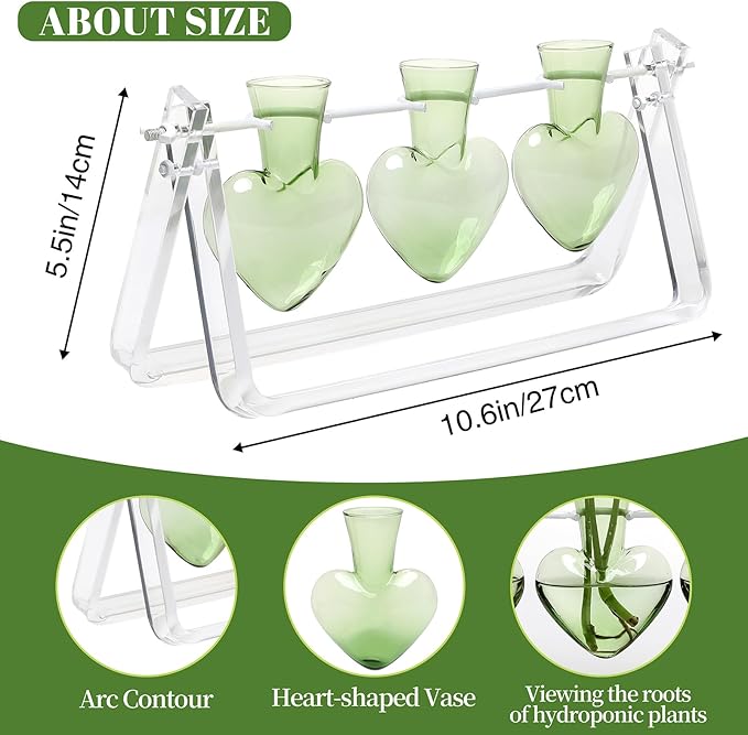 CYZglass Clear Plant Terrarium Propagation Stations with Acrylic Stand Birthday Gifts for Women Office Home Decor