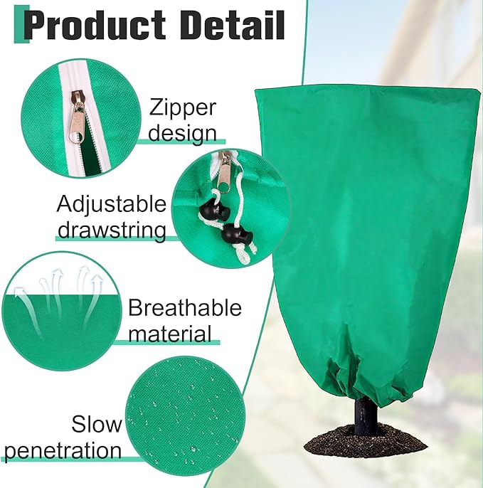 Winter Plant Covers Freeze Protection- 4 Pack 31" x 47" Winter Frost Covers with Zipper & Drawstring,Thickened Frost Cloth Blankets for Outdoor Plants,Tree,Potted,Shrub,Anti-Freeze & Animal Protection