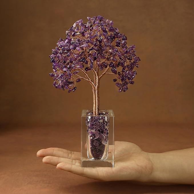 MAGIC AND MIRACLES Amethyst Crystal Tree of Life, Purple Gifts for Women, Crystals Healing Stones, Christmas Anniversary Housewarming Relaxation Thanksgiving Gifts, Office Desk Dec for Coworkers Nana