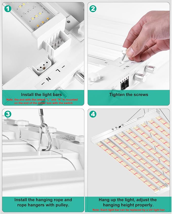 SZHLUX 620W LED Grow Light 4×6ft Daisy Chain Dimming Full Spectrum Grow Lights for Indoor Plants, Sunlight Plant Light for Seedling Veg and Bloom Commercial Growing lamp
